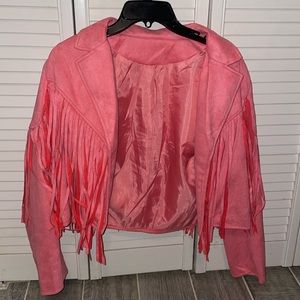 Fringe microsuede Pink Jacket Small